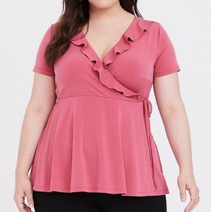 torrid Tops - Studio knit ruffle faux wrap top torrid Tops - Studio knit ruffle faux wrap top